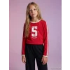 LCW Kids Kırmızı Baskılı Uzun Kollu Kız Çocuk Tişört