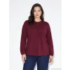 LCW Grace Bordo Bisiklet Yaka Nakışlı Bluz