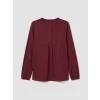 LCW Grace Bordo Bisiklet Yaka Nakışlı Bluz