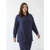 LCW Modest Lacivert Oversize Modal Karışımlı Kadın Gömlek Tunik