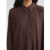 LCW Modest Kahverengi Büzgülü Oversize Kadın Gömlek Tunik