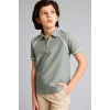 Defacto G0952A8GN1107 Yeşil Regular Fıt Polo Yaka Kısa Kollu Polo Tişört Erkek Çocuk