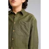 Defacto G6423A8KH461 Haki Oversıze Çizgili Poplin Gömlek Erkek Çocuk