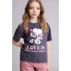 Defacto G8188A8AR1 Antrasit Snoopy Relax Fıt Tişört Kız Çocuk