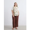 LCW Grace Bej Bisiklet Yaka Çiçekli Bluz