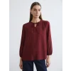 LCW EVERYDAY Bordo Bağlamalı Yaka Dokulu Bluz