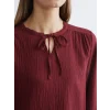 LCW EVERYDAY Bordo Bağlamalı Yaka Dokulu Bluz