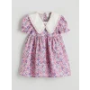 LCW Kids Lila Baskılı Keten Görünümlü Kız Çocuk Elbise