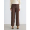 LCW Vision Kahverengi Beli Lastikli Geniş Paça Kadın Pantolon