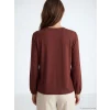 LCW Grace Kahverengi Bisiklet Yaka Büzgülü Bluz