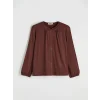 LCW Grace Kahverengi Bisiklet Yaka Büzgülü Bluz