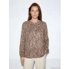 LCW Grace Kahverengi Bisiklet Yaka Desenli Bluz