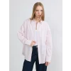XSIDE Pembe Çizgili Oversize Poplin Kadın Gömlek