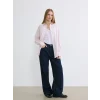 XSIDE Pembe Çizgili Oversize Poplin Kadın Gömlek