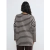 LCW Modest Ekru Çizgili Oversize Kadın Sweatshirt Tunik