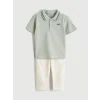 LCW baby Yeşil Erkek Bebek Polo Yaka Tişört ve Pantolon