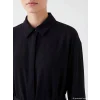 LCW Modest Siyah Beli Kuşaklı Oversize Kadın Gömlek Tunik
