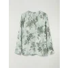 LCW Grace Yeşil Kaçık Yaka Çiçekli Bluz