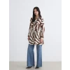 LCW EVERYDAY Kahverengi Desenli Kuşaklı Kadın Gömlek Tunik
