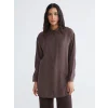 LCW Modest Kahverengi Oversize Modal Karışımlı Kadın Gömlek Tunik