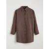 LCW Modest Kahverengi Oversize Modal Karışımlı Kadın Gömlek Tunik