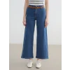 LCW Jeans İndigo Beli Kemerli Wideleg Kadın Jean Pantolon