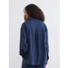 XSIDE İndigo Oversize Modal Karışımlı Kadın Gömlek