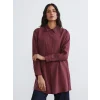 LCW Modest Bordo Oversize Modal Karışımlı Kadın Gömlek Tunik