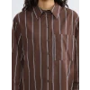 LCW Modest Kahverengi Çizgili Poplin Kadın Gömlek Tunik