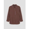 LCW Modest Kahverengi Çizgili Poplin Kadın Gömlek Tunik