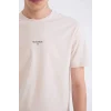 Defacto D5559AXBG802 Bej %100 Pamuk Regular Fit Bisiklet Yaka Baskılı Kısa Kollu Tişört