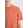 Defacto D5563AXOG350 Turuncu %100 Pamuk Regular Fit Bisiklet Yaka Baskılı Kısa Kollu Tişört