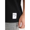 Defacto D5568AXBK81 Siyah %100 Pamuk Boxy Fit Bisiklet Yaka Baskılı Kısa Kollu Tişört