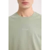 Defacto D5566AXGN1107 Yeşil %100 Pamuk Slim Fit Dar Kesim Bisiklet Yaka Baskılı Kısa Kollu Tişört
