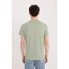 Defacto D5566AXGN1107 Yeşil %100 Pamuk Slim Fit Dar Kesim Bisiklet Yaka Baskılı Kısa Kollu Tişört