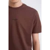 Defacto D5559AXBN497 Kahve %100 Pamuk Regular Fit Bisiklet Yaka Baskılı Kısa Kollu Tişört