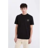 Defacto D5561AXBK81 Siyah %100 Pamuk Regular Fit Bisiklet Yaka Baskılı Kısa Kollu Tişört