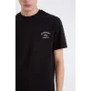 Defacto D5561AXBK81 Siyah %100 Pamuk Regular Fit Bisiklet Yaka Baskılı Kısa Kollu Tişört