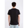 Defacto D5566AXBK81 Siyah %100 Pamuk Slim Fit Dar Kesim Bisiklet Yaka Baskılı Kısa Kollu Tişört