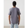 XSIDE Gri Bisiklet Yaka Kısa Kollu Baskılı Penye Erkek Tişört