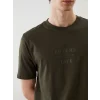 XSIDE Haki Bisiklet Yaka Baskılı Penye Erkek Tişört