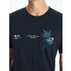 XSIDE Lacivert Bisiklet Yaka Baskılı Penye Erkek Tişört
