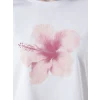 XSIDE Beyaz Bisiklet Yaka Çiçek Baskılı Kadın Tişört