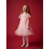 LCW Kids Pembe Bebe Yaka Kalp Nakışlı Kız Çocuk Prenses Elbise