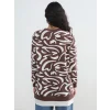 LCW Modest Kahverengi Bisiklet Yaka Desenli Kadın Sweatshirt Tunik