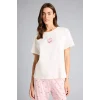 Defacto G1674AXPN149 Pembe Pijama Takımı Regular Fit Baskılı Kısa Kollu Üst Desenli Uzun Alt