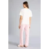 Defacto G1674AXPN149 Pembe Pijama Takımı Regular Fit Baskılı Kısa Kollu Üst Desenli Uzun Alt