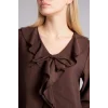 Defacto G1971AXBN267 Kahve Regular Fıt V Yaka Modal Uzun Kollu Bluz
