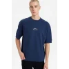 Defacto F8147AXNV241 Lacivert Nefes Alabilen Loose Fit Baskılı Tişört