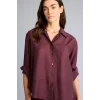 Defacto G9783AXBR171 Bordo Oversıze Gömlek Yaka Modal Uzun Kollu Gömlek